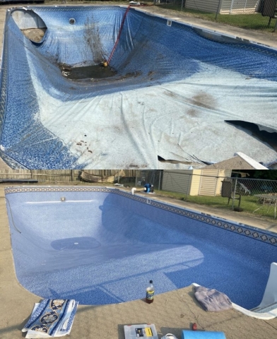 Inground Pool Liner Replacement Before & After