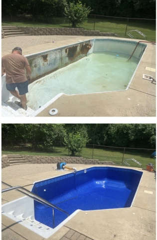 Inground Pool Liner Replacement Before & After