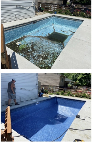 Inground Pool Liner Replacement Before & After