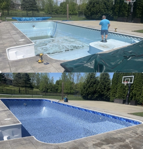 Inground Pool Liner Replacement Before & After